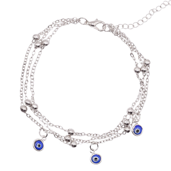 Sevda Evil Eye Chain Anklet | 925 Silver Plated - Luna Charles | anklet, chain, charm, evil eye, Jewellery, silver, summer | 
