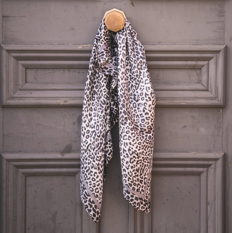 Cita Head Scarf - Grey - Luna Charles | animal, everyday, hair accessories, head scarf, leopard, scarf, statement, wild | 