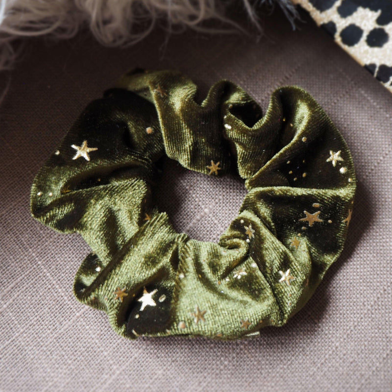 Stella Velvet Star Hair Scrunchie - Green - Luna Charles | hair, hair accessories, scrunchie, sparkle, Star, stella | 