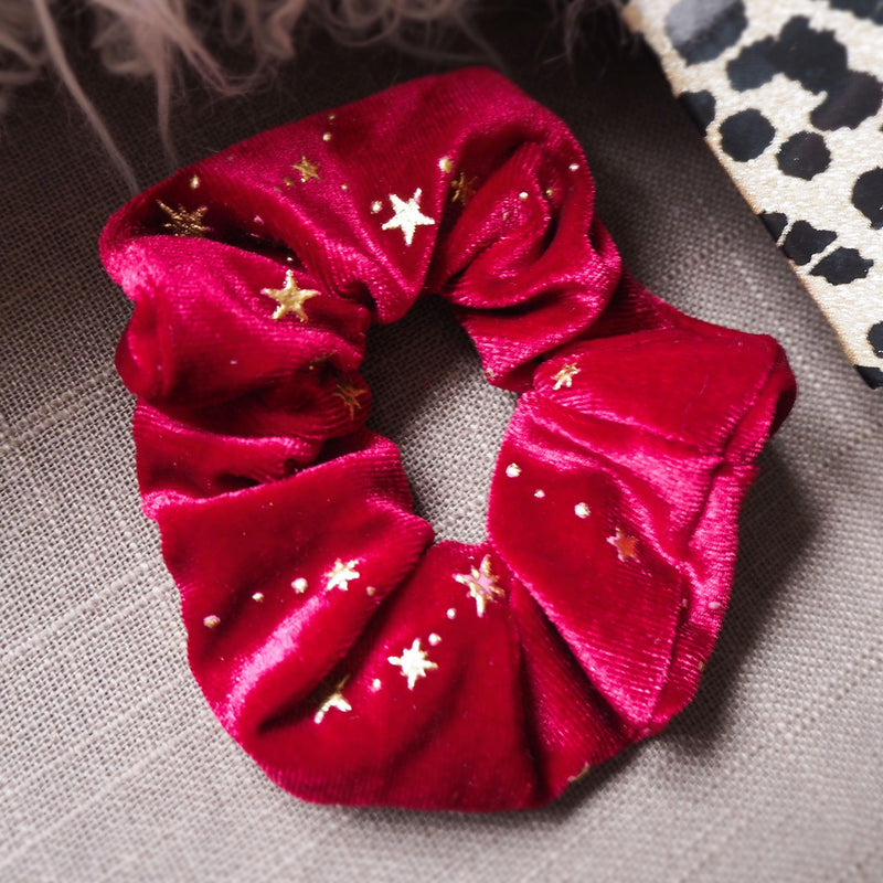 Stella Velvet Star Hair Scrunchie - Red - Luna Charles | hair, hair accessories, scrunchie, sparkle, Star, stella | 