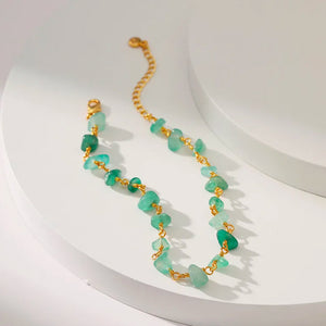 Ula Crystal Stone Anklet - Jade | 18K Gold Plated