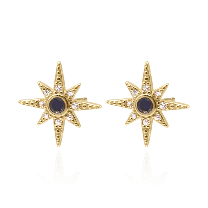 Ursa Birthstone Star Stud Earrings | 18K Gold Plated