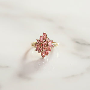 Vintage Vera Pink Stone Cluster Ring | Size O | 9ct Gold Plated