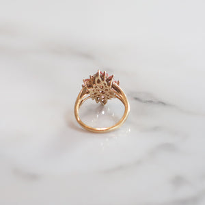 Vintage Vera Pink Stone Cluster Ring | Size O | 9ct Gold Plated