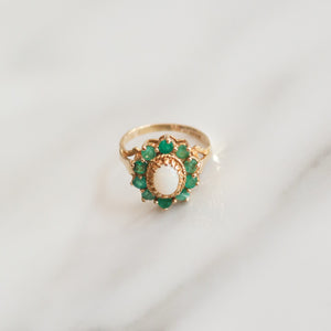 Vintage Winifred Emerald & Opal Ring | Size K | Solid 9ct Gold
