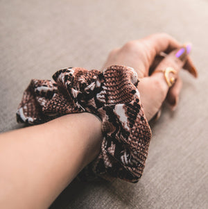 Zuri Snakeprint Scrunchie - Natural - Luna Charles | animal, hair accessories, snake, snakeprint | 