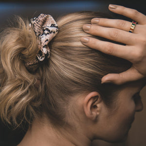 Zuri Snakeprint Scrunchie - Light Natural - Luna Charles | animal, hair accessories, snake, snakeprint | 