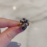 Vintage Gloria Diamond & Sapphire Cluster Ring | Size L | Solid 9ct Gold