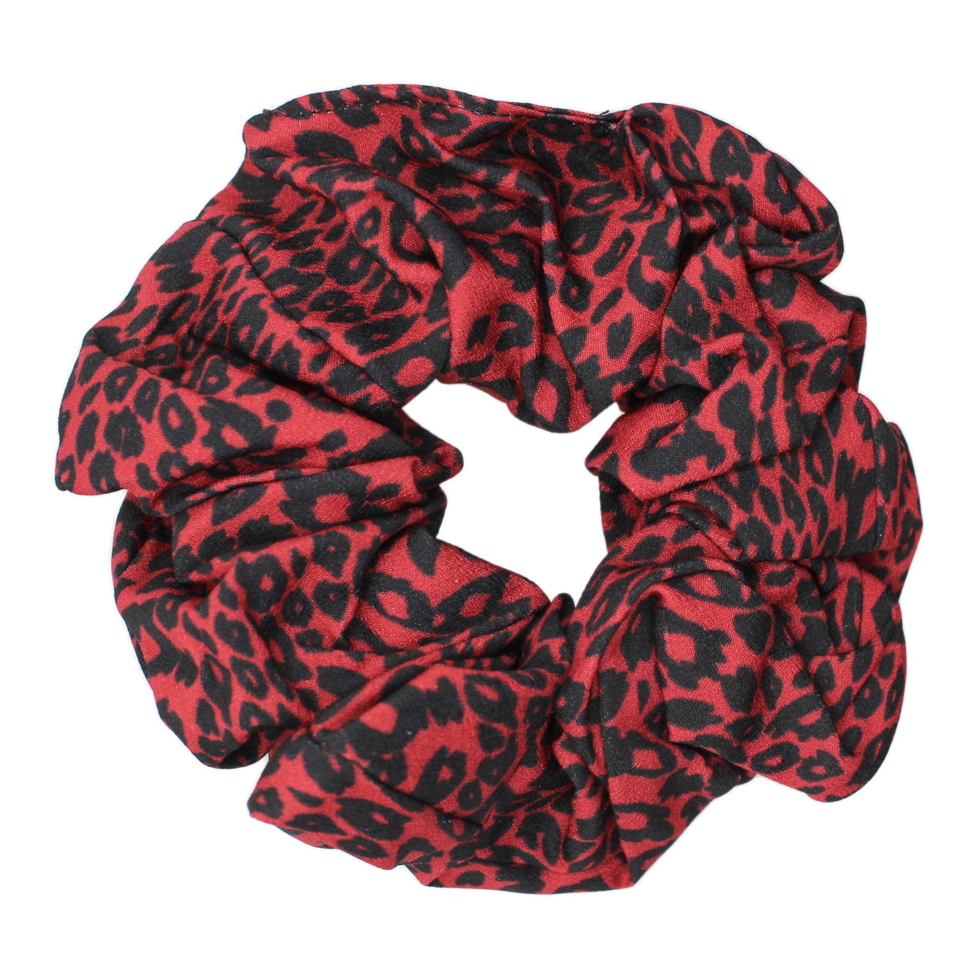 Behati Leopard Print Scrunchie - Red - Luna Charles | animal, hair accessories, leopard, red, scrunchie | 