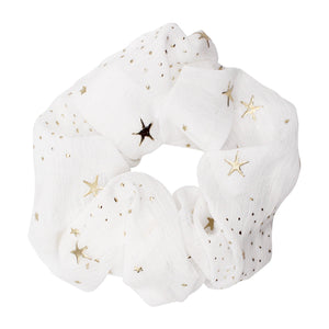 Demi Star Hair Scrunchie - White - Luna Charles | hair accessories, scrunchie, sparkle, Star, wedding, white | 