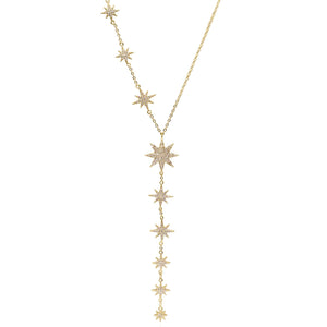 Juliet Star Burst Y Drop Necklace | 18K Gold Plated - Luna Charles | chain, gold, Jewellery, necklace, pendant, sparkle, Star, statement, wedding | 