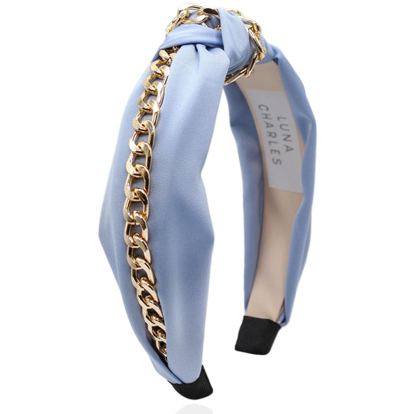 Rihanna Chain Headband - Blue - Luna Charles | chain, gold, hair accessories, headband, knot, punk | 