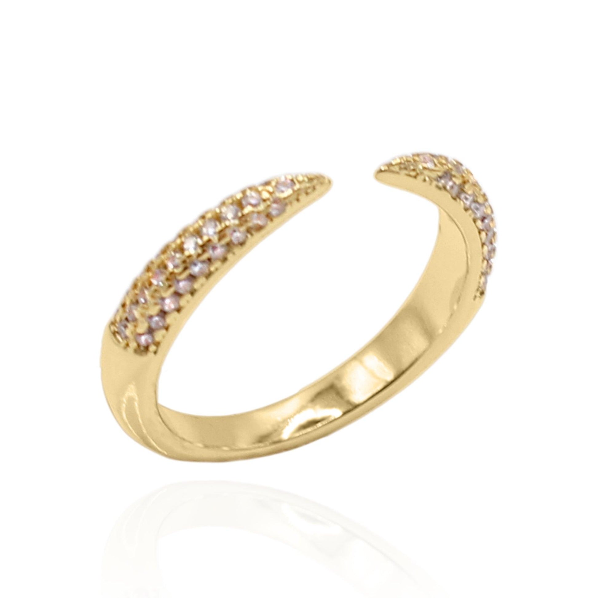 Rogue Gold Spike Ring | 18K Gold Plated - Luna Charles | adjustable, crystal, gold, Jewellery, sparkle, spike | 