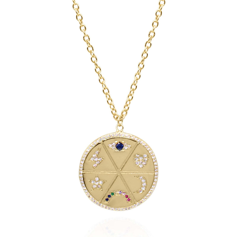 Zahara Zodiac Coin Necklace | 18K Gold Plated - Luna Charles | chain, charm, gold, Jewellery, necklace, pendant, statement | 